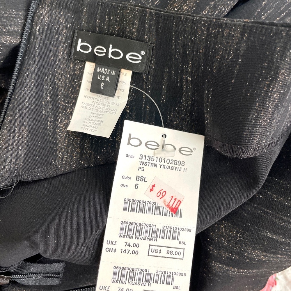 NWT bebe Black Metallic Vest+Boot-Cut Pants Set Coachella Festival Concert Sz S - Picture 10 of 10